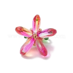 ガラスチャーム  花  真鍮パーツ  フクシア  20.5x22x22mm  穴：2.5x2mm&nbsp;PALLOY-MZ00657-05