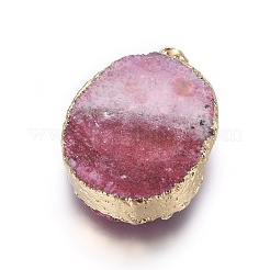 天然クォーツペンダント  染め  真鍮のパーツと  ナゲット  ゴールドカラー  ミックスカラー  35~55x22~36x10~18mm  穴：5x8mm&nbsp;G-G192-01