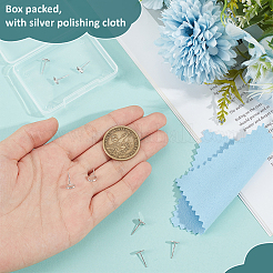 4 Pairs 925 Sterling Silver Stud Earring Findings&nbsp;STER-BC0003-92P