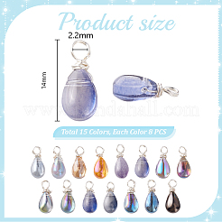 ランプワードチャーム120色15個  ティアドロップ  銅線と  ミックスカラー  14mm  穴：2.2mm  8個/カラー&nbsp;PALLOY-PH01774
