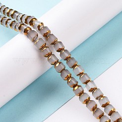 電気メッキガラスイミテーションヒスイビーズ連売り  多面カット  半分黄金メッキ  ラウンド  アザミ  5.5mm  穴：1.2mm  約70個/連  14.96''（38センチメートル）&nbsp;GLAA-P003-C02