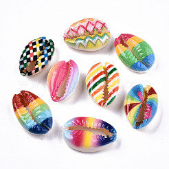 Printed Natural Cowrie Shell Beads&nbsp;SHEL-S266-20