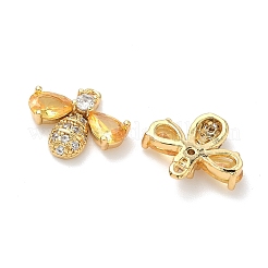 Brass Micro Pave Cubic Zirconia Bee Charms&nbsp;KK-A281-23G-02