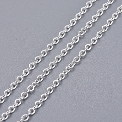 真鍮製アズキチェーン  ハンダ付け  スプールで  オーバル  カドミウムフリー＆鉛フリー  銀  2.5x2x0.45mm  約301.83フィート（92m）/ロール。&nbsp;CHC027Y-S