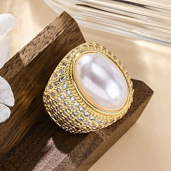 Brass Micro Pave Clear Cubic Zirconia Cuff Rings for Women&nbsp;RJEW-Q009-03G