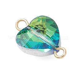 Transparent Glass Heart Links Connector Charms&nbsp;PALLOY-JF04196