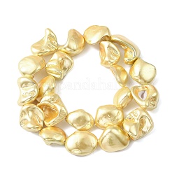 電気めっきシェルパールビーズ連売り  ナゲット  ゴールド  13~21x11~18x8~13mm  穴：1mm  約22~23個/連  14.96~15.75''（38~40センチメートル）&nbsp;BSHE-A001-01B