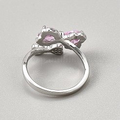 Brass Micro Pave Cubic Zirconia Cuff Rings for Women&nbsp;RJEW-WH0002-40B