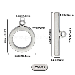 201ステンレススチールマンテル25個  ニッケルフリー  リング  ステンレス鋼色  リング：17x13.5x2mm  穴：1.8mm  バー：22x6x2mm  穴：1.8mm&nbsp;STAS-SC0006-74