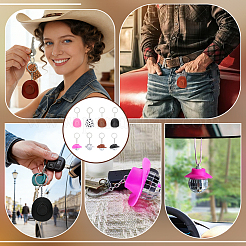 24Pcs 8 Styles Cowbody Hat and Disco Ball Plastic with Glass Keychains&nbsp;KEYC-PH01624