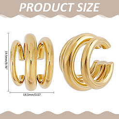 304ステンレススチールカフイヤリング  トリプルC字型  ゴールドカラー  19x19mm&nbsp;EJEW-WH0049-006G
