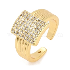 Brass Micro Pave Clear Cubic Zirconia Open Cuff Rings for Women&nbsp;RJEW-M026-02G-03
