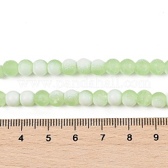 つや消しクラックルガラスビーズ  ロンデル  淡緑色  8x7mm  穴：1.6mm&nbsp;X1-GLAA-U001-8mm-M09