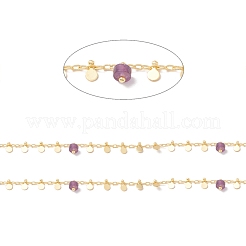 Natural Amethyst Column Beaded Chains&nbsp;CHC-K012-01G-02