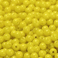 不透明色のガラスシードビーズ  ラウンド  きいろ  4.5x3.5mm  穴：1mm  約4500個/ポンド&nbsp;SEED-C001-02B-15