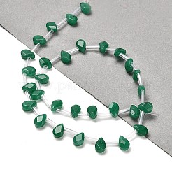 染め  天然石マレーシアジェイドビーズ連売り  多面カット  ティアドロップ  トップ掘削  9x6x4mm  穴：0.8mm  約30~32個/連  16.54''（42センチメートル）&nbsp;G-Q167-A16-02