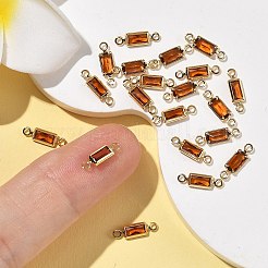 シェグレース 真鍮 パヴェ キュービックジルコニア 長方形コネクターチャーム  カドミウムフリー＆ニッケルフリー＆鉛フリー  長持ちメッキ  18KGP本金メッキ  チョコレート  11x3x1.5mm  穴：1mm＆1.2mm&nbsp;XGRQ2O217-445C-G