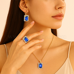 4 Colors Rectangle Rhinestone Jewerly Set&nbsp;SJEW-HY0001-12