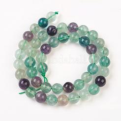 天然石蛍石ビーズ連売り  ラウンド  グレードAB  8mm  穴：1mm  約45~47個/連  15インチ&nbsp;G-D840-56-8mm-AB
