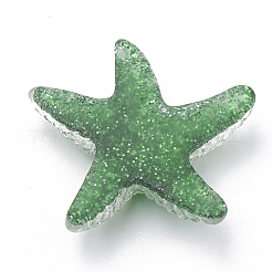 樹脂カボション  グリッターパウダー付き  ヒトデ/海星  ミックスカラー  15~17x16~18x4~5.5mm&nbsp;CRES-N015-08