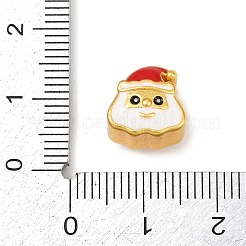 クリスマス用真鍮エナメルヨーロピアンビーズ  大穴ビーズ  ゴールドカラー  サンタクロース  10.5x10.5x8.5mm  穴：4mm&nbsp;KK-F922-03A-G