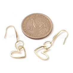 316サージカルステンレススチールダングルイヤリング  女性用真鍮チャームジュエリー  ハート  36.5x13mm&nbsp;EJEW-JE05626-01