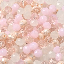 ガラスビーズ  多面カット  ロンデル  ピンク  10x8mm  穴：1mm  約67個/60g&nbsp;EGLA-A034-SM10mm-59