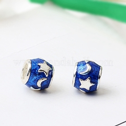 合金エナメルヨーロピアンビーズ  大穴ビーズ  星と月のロンデル  藤紫色  10x9mm&nbsp;MOST-PW0001-099A