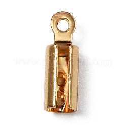 316サージカルステンレススチール折りたたみ式クリンプエンド  18KGP本金メッキ  10x3mm  穴：0.9mm  内径：2.6mm&nbsp;X-FIND-WH0045-46A