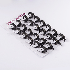 304ステンレススチールフープハギーイヤリング  パンクロックスタイル  ガンメタ色  25x13.5x4mm  ピン：1mm&nbsp;EJEW-L183-15B