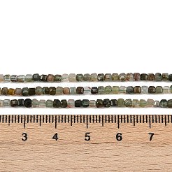 天然石グリーンルチルクォーツビーズ連売り  多面カット  キューブ  2.5x2.5x2.5mm  穴：0.5mm  約164個/連  14.76~15.12''（37.5~38.4センチメートル）&nbsp;G-RM2025-C38-A