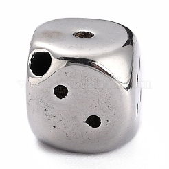 変色しない304ステンレススチールビーズ  サイコロ  ステンレス鋼色  10x10x10mm  穴：2mm&nbsp;STAS-J034-12AS