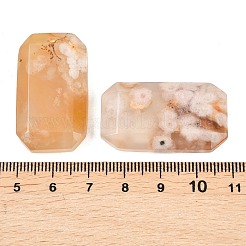 天然桜めのうペンダント  ファセット長方形チャーム  34~35.5x19~20.5x7~8mm  穴：1.6mm&nbsp;G-H325-03M