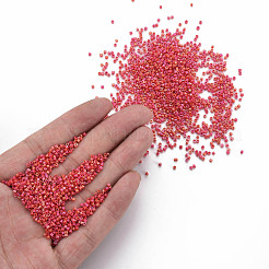 つや消しガラスシリンダービーズ  シードビーズ  不透明な色の虹  丸い穴  レッド  1.5~2x1~2mm  穴：0.8mm  約8000個/袋  約1ポンド/バッグ&nbsp;SEED-S047-O-003