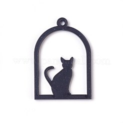 アクリルオープンバックベゼルペンダント  UVレジンDIY用  エポキシ樹脂  プレスジュエリー  猫  ブラック  50x34x2.5~3mm  穴：2.5~3mm&nbsp;KY-WH0019-02