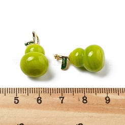 真鍮の手作りランプワークペンダント  フルーツのチャーム  梨  22x13x13mm  穴：2.5x4.5mm&nbsp;KK-D323-01B-01