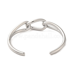変色しない304ステンレススチールワイヤーラップカフバングル  結び目  ステンレス鋼色  ワイド：3.5~16mm  内径：2-3/8インチ（6.15cm）&nbsp;BJEW-Q773-06A-P