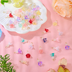 50Pcs Spray Painted Transparent Glass Pendants&nbsp;PALLOY-TA00306