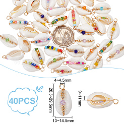 40Pcs Natural Cowrie Shell Pendants&nbsp;PALLOY-UN00022