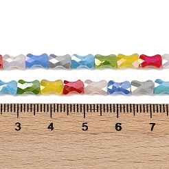 電気メッキガラスビーズセット  竹の共同  多面カット  ミックスカラー  7x4.5x3mm  穴：0.7mm  約63個/連  17.09''（43.4センチメートル）&nbsp;EGLA-G039-06A-03