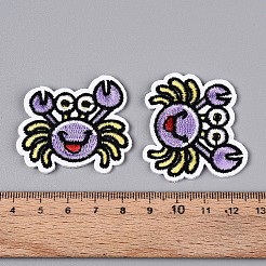 カニのアップリケ  機械刺繍布地手縫い/アイロンワッペン  マスクと衣装のアクセサリー  ライラック  38.5x43x2mm&nbsp;DIY-N007-04