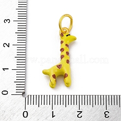 合金エナメルチャーム  丸カン付き  ゴールドカラー  キリン  24.5x12.5x5.5mm  穴：5.5mm&nbsp;ENAM-E362-03E