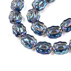 電気メッキガラスビーズセット  花  スチールブルー  12x10x6~6.5mm  穴：1mm  約55個/連  26.93''（68.4センチメートル）&nbsp;EGLA-T021-05H