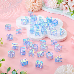 50Pcs 5 Styles UV Plating Rainbow Iridescent Acrylic Beads&nbsp;OACR-TA0004-93B