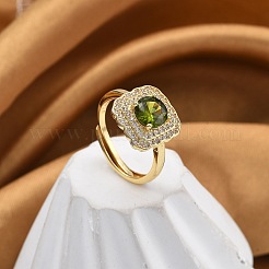 Adjustable Rack Plating Brass Micro Pave Cubic Zirconia Finger Rings for Women&nbsp;RJEW-M028-45G