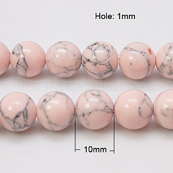 合成ターコイズビーズ連売り  染め  ラウンド  ミスティローズ  10mm  穴：1mm  約40個/連  15.7&nbsp;TURQ-H038-10mm-XXS05