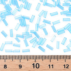 透明なガラスラッパビーズ  丸い穴  ディープスカイブルー  3~8x2mm  穴：0.7mm  約450g /ポンド&nbsp;SEED-N005-001-C12