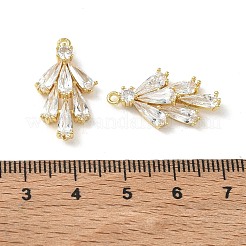 真鍮舗装クリアキュービックジルコニアペンダント  ティアドロップチャーム  18KGP本金メッキ  23.5x13x5.5mm  穴：1.2mm&nbsp;CU-CBAAAE1-01G