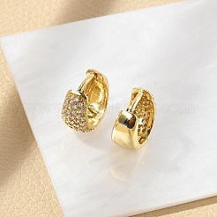Brass Micro Pave Clear Cubic Zirconia Hoop Earrings&nbsp;EJEW-M077-20G