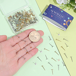 200Pcs 2 Colors 304 Stainless Steel Flat Round Blank Peg Stud Earring Findings&nbsp;STAS-SC0021-52